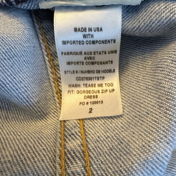 Alice + Olivia Jeans Blue Denim Mini Dress Size 2 Zipper Front Pockets Belted - Picture 14 of 14